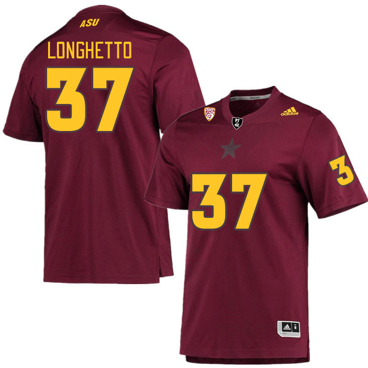 Men #37 Dario Longhetto Arizona State Sun Devils College Football Jerseys Stitched Sale-Maroon - Click Image to Close